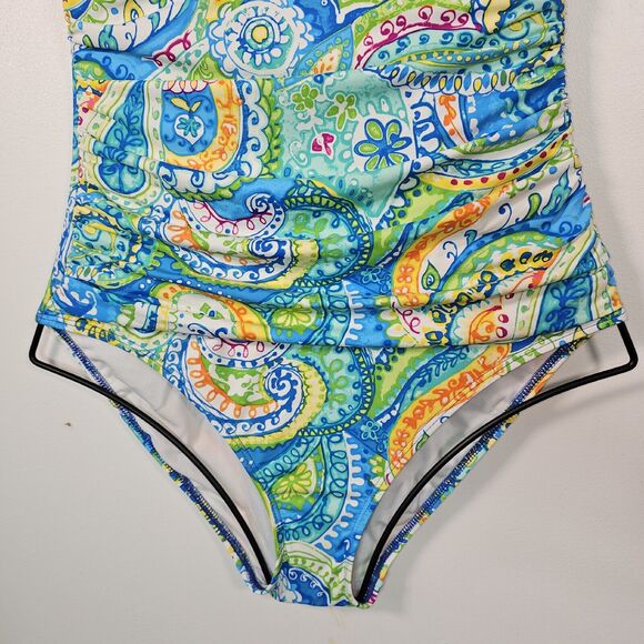 Ralph Lauren  One-Piece Swimsuit Womens Size 6 Carnival Paisley Underwire Beachy - Picture 4 of 14